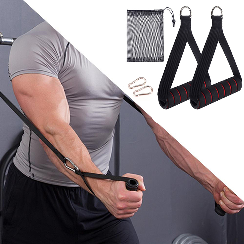 Yoga Fitness Resistance Band - 【F】ด้ามจับเครื่องออกกำลังกายแบบสายเคเบิลสำหรับงานหนัก พร้อมตะขอและห่วง D-Ring ด้ามจับโลหะสำหรับออกกำลังกาย โยคะ และการออกกำลังกายด้วยสายยางยืด