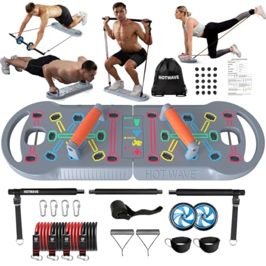 Push Up Board - บอร์ดวิดพื้นสำหรับออกกำลังกายที่บ้าน: บาร์วิดพื้นแบบพกพาพับได้ 20-in-1 พร้อมด้ามจับยางกันลื่น สีดำ ดีไซน์ตามหลักสรีรศาสตร์สำหรับฉัน