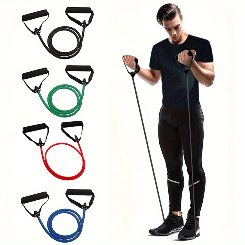 Yoga Fitness Resistance Band - สายยางยืดออกกำลังกาย 4 ระดับความต้านทานพร้อมที่จับ 1 ชิ้น สำหรับออกกำลังกายที่บ้านและฝึกความแข็งแรง