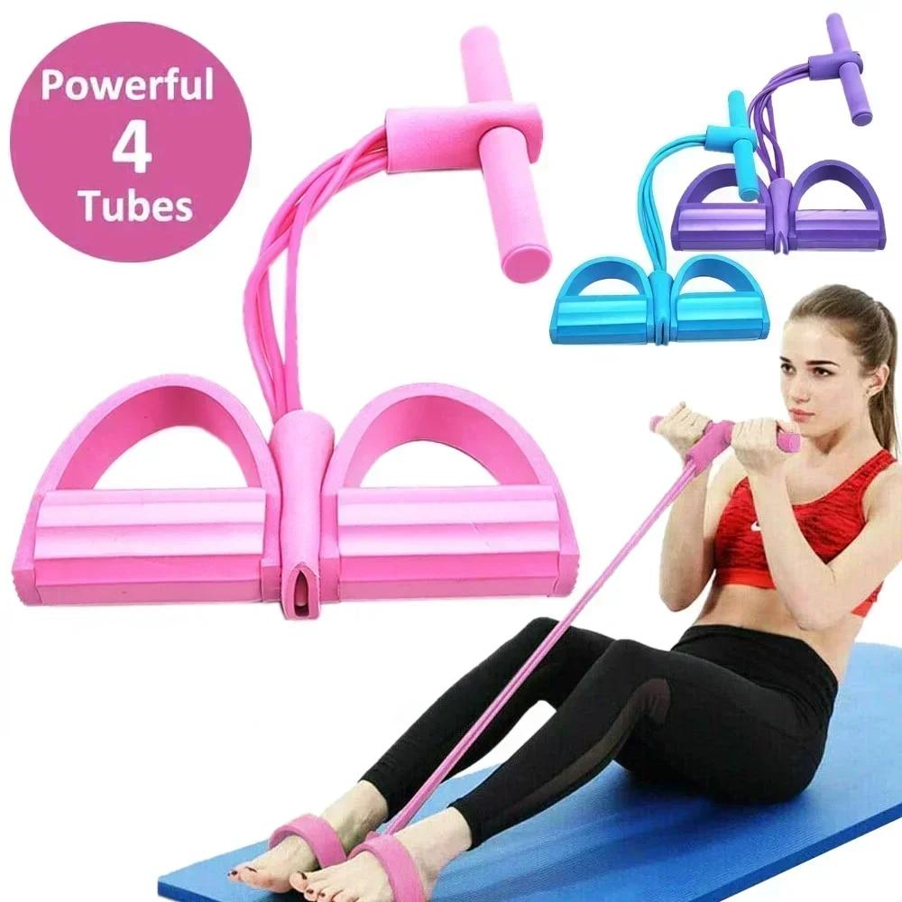 Yoga Fitness Resistance Band - ยางยืดออกกำลังกาย 4/6 ระดับ พร้อมที่จับกันลื่น สำหรับการออกกำลังกายที่บ้าน ฝึกกล้ามเนื้อหน้าท้อง